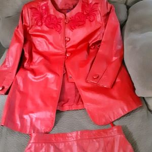 Red Leather Women's Suit